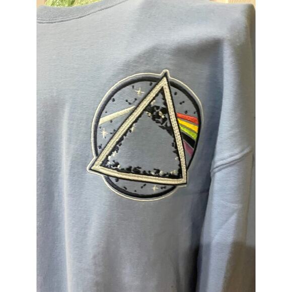 PINK FLOYD SWEATSHIRT EMBROIDERED  ROCK PSYCHEDELIA 60’ PRISM RAINBOW BEAM Sz M - Picture 6 of 14